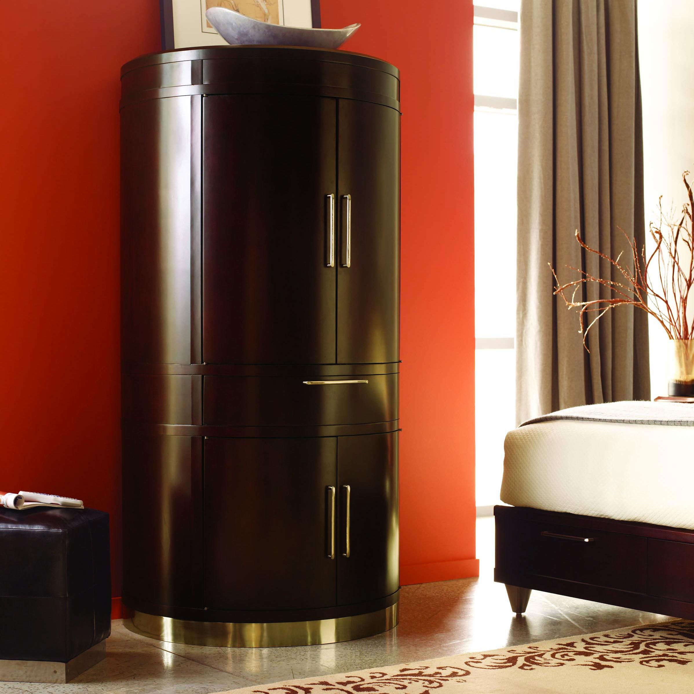Opus Designs Aura Contemporary Round Armoire with Brushed Nickel ...